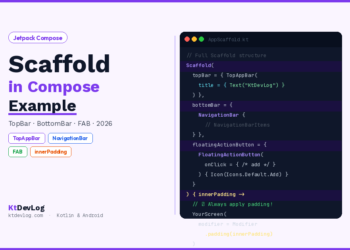 Jetpack Compose Scaffold Example: TopBar, BottomBar & FAB