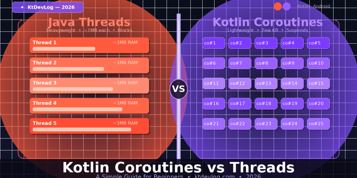 Kotlin Coroutines vs Threads: A Simple Guide for Beginners