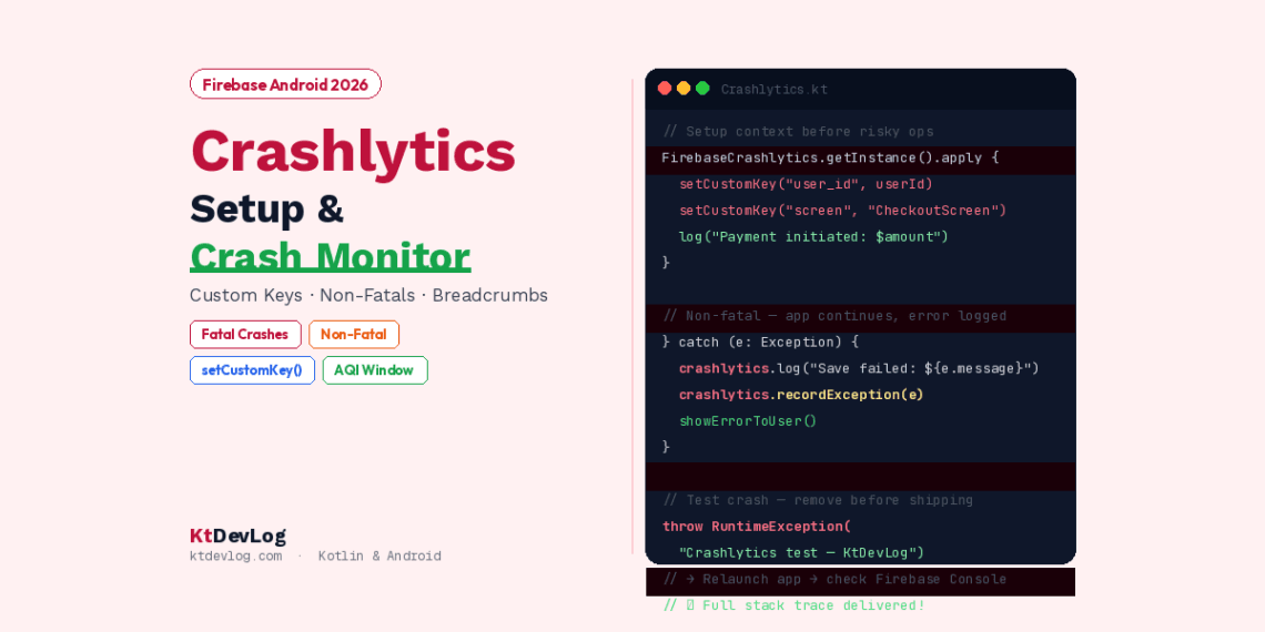 Firebase Crashlytics Setup in Android Studio: Track App Crashes Firebase Crashlytics Setup in Android Studio: Track App Crashes